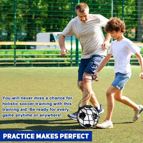 Vista 8 de TOBWOLF Football Kick Trainer, Soccer Return Trainer Net Fits Ball Size 3, 4, 5, Hands-Free Soccer Kick Throw Training Aid