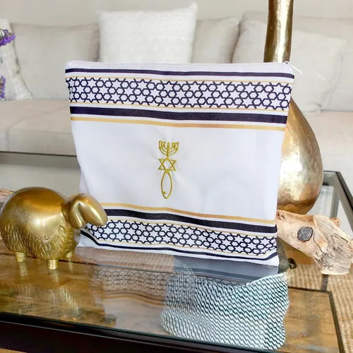 Vista 5 de HalleluYAH Mantón mesiánico de oración tallit de 72 x 22 pulgadas con bolsa para hombres y mujeres Diseñado en Israel, Negro
