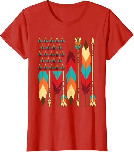 Vista 77 de Native American Bandera - Camiseta de veteranos indígenas del Mes del Orgullo, Negro, S