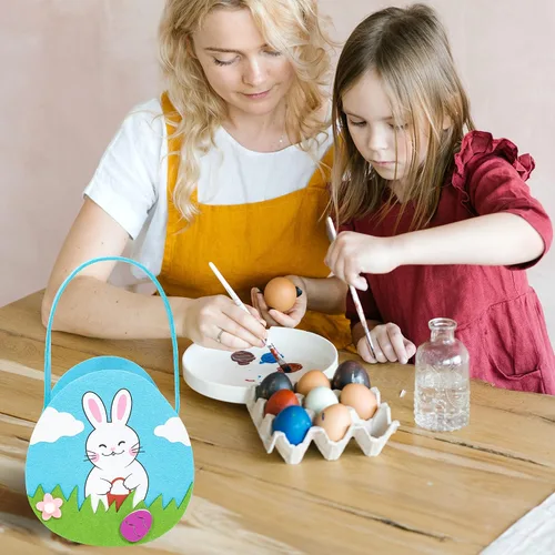 Vista 4 de JOYIN 3 cestas de Pascua, cestas de conejo de Pascua para niños, caza de huevos de Pascua, recuerdos de fiesta de Pascua, cubo de caza de huevos