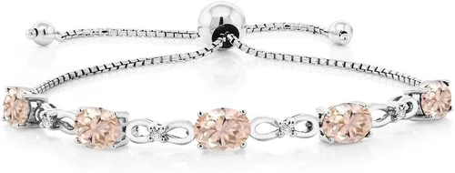 Vista 22 de Gem Stone King Pulsera de tenis de diamantes cultivados en laboratorio con piedra natal de 3-6 quilates para mujer, plata de ley 925, ovalada