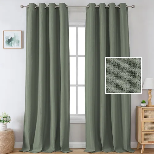 Vista 21 de H.VERSAILTEX Cortinas opacas de lino de 45 pulgadas de largo para dormitorio/sala de estar con aislamiento térmico con ojales, cortinas de lino