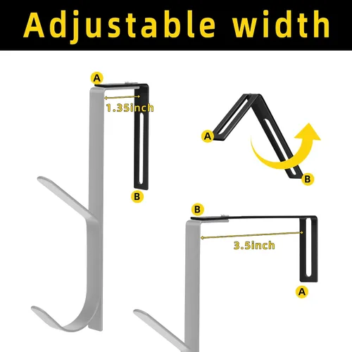 Vista 3 de Wehhbtye Ganchos Dobles Ajustables para Abrigos, Gancho Grueso para Abrigos de Pared de Cubículo, Gancho Doble de Metal Sobre el Panel Ajustable