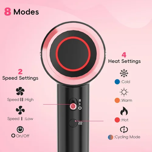 Vista 5 de CINOSTAR Secador de pelo, secado rápido con difusor, con motor sin escobillas de 110, 000 RPM y tecnología iónica sin daños por calor, ligero
