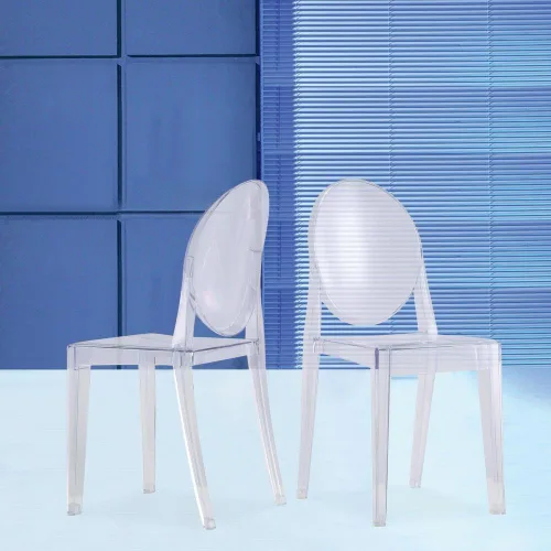 Vista 2 de 2xhome - Silla auxiliar estilo Victoria Ghost Silla de acrílico transparente (transparente), individual, juego de 1 Claro
