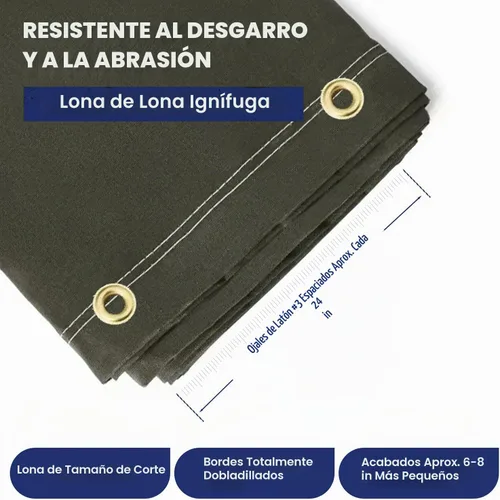 Vista 6 de Tarps Now - Lona ignífuga de 5 x 7 pies con ojales de latón, lona resistente de grado industrial de 27 mil para campamento, construcción