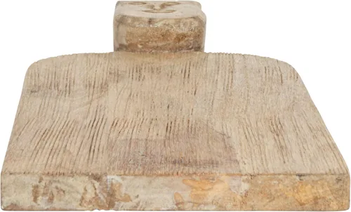 Vista 6 de Cortadora compacta de queso de madera de mango tallada a mano y tabla de cortar con diseño de mango facial y acabado peinado, natural