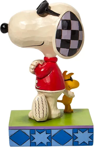Vista 3 de Enesco Jim Shore Peanuts Joe Cool Snoopy y Woodstock - Figura de espalda con espalda, 5 pulgadas, multicolor