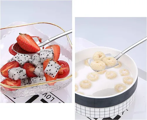 Vista 4 de Juego de cucharas de postre, 4 cucharas de acero inoxidable de 6 pulgadas, cuchara de fruta para helado para el hogar, cocina o restaurante