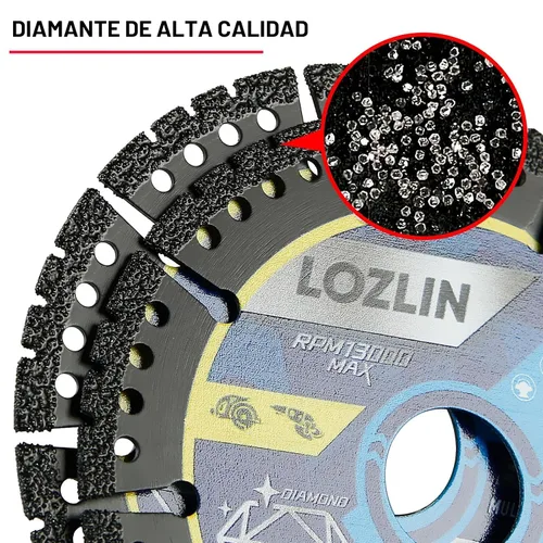 Vista 4 de LOZLIN Paquete de 3 Hojas de Sierra Multiusos de Diamante de 4.5" - Discos de Amoladora Angular de Servicio Pesado para Cortar