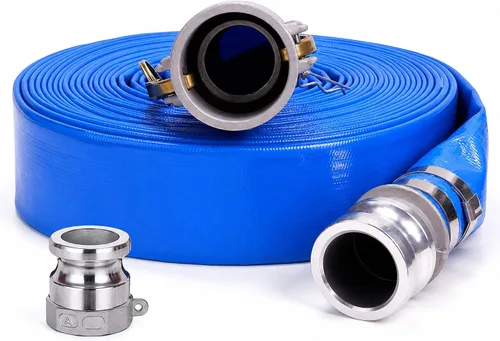 Vista 15 de Manguera de descarga plana de PVC de 1 pulgada x 50 pies con accesorios de aluminio Camlock C y E, montaje de bloqueo de leva, conjunto de manguera