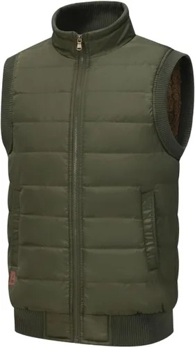 Vista 55 de Msmsse Chalecos de invierno para hombre, con forro polar, acolchado, casual, sin mangas