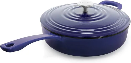 Vista 30 de Chantal Juego de horno holandés de hierro fundido, 3 y 7 cuartos de galón, esmalte premium formulado en Estados Unidos, azul marino