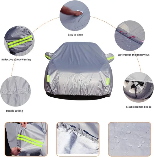 Vista 6 de Funda completa para automóvil para Nissan March, para todo tipo de clima, a prueba de polvo, resistente a los arañazos, para exteriores