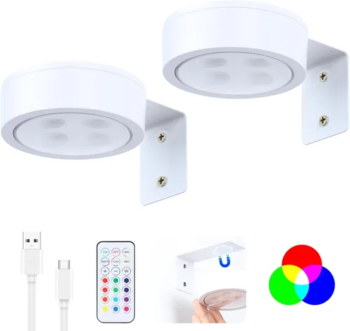 Vista 14 de Paquete de 2 luces inalámbricas para cuadros de pared, luz para cuadros recargable que funciona con batería con control remoto, luz regulable