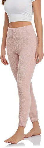 Vista 4 de Famulily Pantalones acogedores suaves y mullidos para mujer ropa de descanso de invierno pantalones casuales de cintura alta con puños