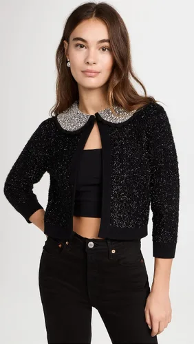 Vista 2 de Alice + Olivia Akira Cardi texturizado con cristales adornados para mujer