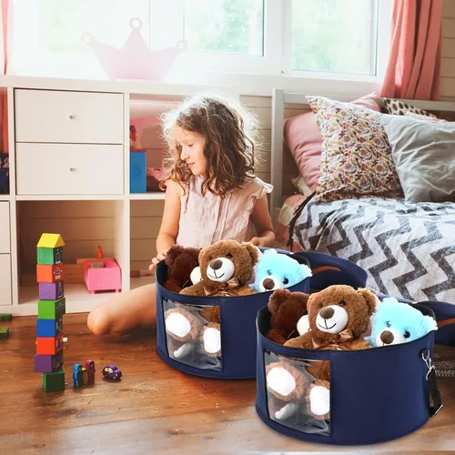 Vista 7 de Suzile Paquete de 4 Cajas Grandes Redondas Plegables para Sombreros de Mujer, Almacenaje con Capacidad para 6-10 Sombreros, Caja para Sombreros