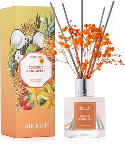 Vista 61 de Airkeep Juego de difusor de varillas – 3.38 onzas líquidas (3.4 fl oz), difusor de aroma de bambú para el hogar, incluye 8 varillas difusoras