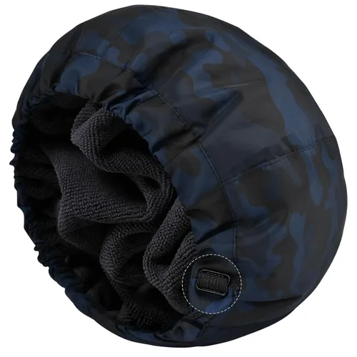 Vista 12 de Gorro de ducha para hombre, gorro de baño negro, reversible, con forro de rizo, grande, impermeable, ajustable, banda elástica, dobladillo elástico
