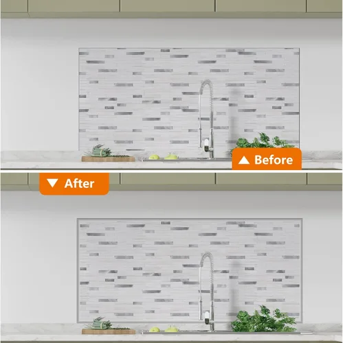 Vista 4 de STICKGOO Moldura de pared autoadhesiva de 22 pies para bordes de azulejos, decoración de muebles y decoración contra salpicaduras de cocina en acero