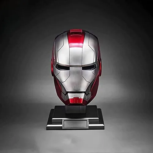 Vista 5 de GWAGUK MK5 - Casco eléctrico de Iron Man, 1 1, casco de control de voz en inglés, accesorios de Halloween y cosplay, metal cepillado, panel