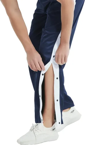 Vista 2 de THWEI Pantalones de baloncesto para hombre, informales, con abertura alta, botón a presión, pantalones deportivos para después de la cirugía