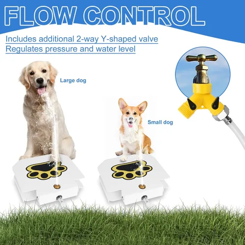 Vista 3 de Fuente de agua para perros, dispensador de mascotas activadas con patas al aire libre, rociador de agua para perros con manguera de 39.4 pulgadas