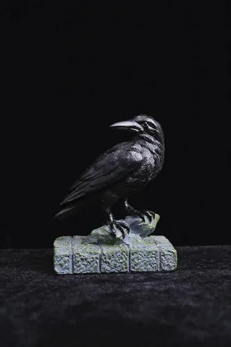 Vista 3 de EASCHEER Raven On Rock - Estatua gótica de cuervo carroñero de 3 pulgadas Cuervo en Rock
