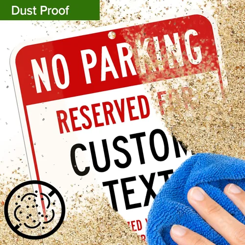 Vista 8 de Letrero personalizado de no estacionamiento, letreros de estacionamiento reservados personalizados para negocios, 10 x 14 pulgadas, metal
