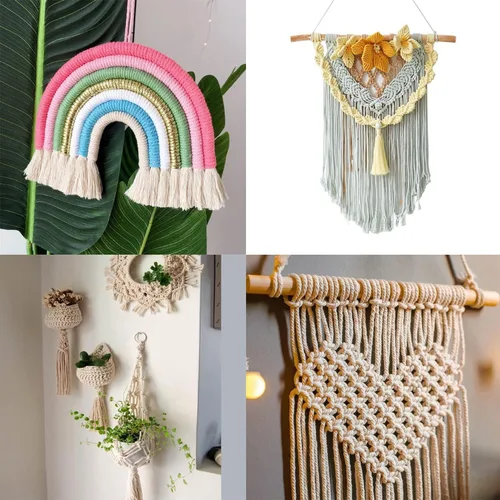 Vista 5 de PHUNTTEK Cordón de macramé de 0.079 in x 590 yardas, 18 rollos de cuerda de algodón natural, 3 soportes de cuerda de yute, cuerda suave, hilos