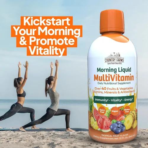 Vista 4 de Country Farms Multivitamínico líquido, vitaminas y minerales para apoyo inmunológico y energía, mezcla de hierbas, vegano, multivitamínico
