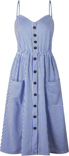 Vista 2 de Angashion - Vestido floral de verano estilo bohemio para mujer, con botones, bolsillos y tiras ajustables