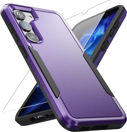Vista 9 de Funda para Samsung Galaxy S23 con protector de pantalla HD, doble capa de grado militar probada contra caídas, resistente, a prueba de golpes, Negro