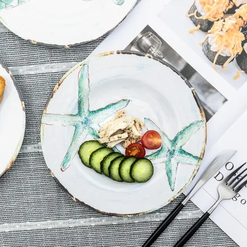 Vista 5 de Juego de 4 platos de ensalada de melamina, platos de ensalada/postre para uso en exteriores e interiores, inastillables, sin BPA, aptos