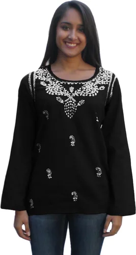 Vista 2 de Blusa Kurti de algodón bordada a mano