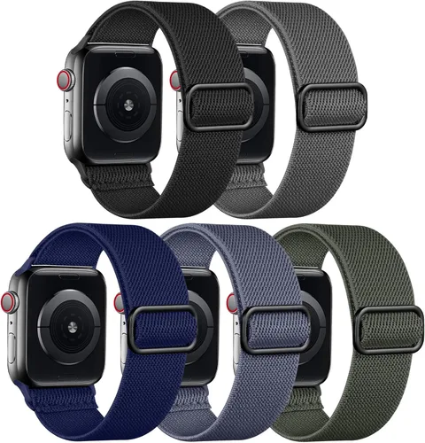 Vista 18 de Adorve - Correa elástica compatible con correas de Apple Watch para hombres Negro/Rosa arena/Verde pino/Starlight/Leopardo