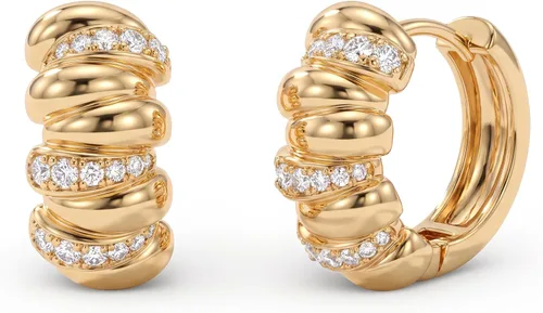 Vista 7 de VACRONA - Aretes tipo arracada de aro para mujer, chapados en oro de 14 quilates, diseño de Huggie 8 Cola de serpiente