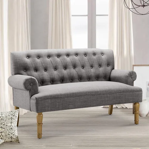 Vista 11 de Rosevera Drennan Loveseat - Sofá para sala de estar, lino, color ceniza Fresno