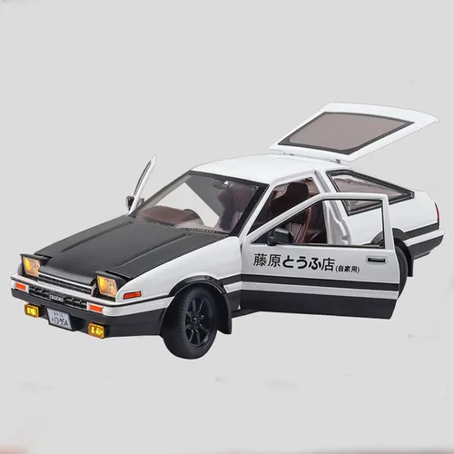 Vista 2 de 1/24 - Modelo de automóvil con inicial D Trueno AE86, juguete deportivo para niños y adultos, vehículos de tracción (tipo C negro)