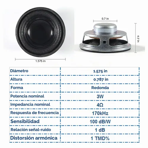 Vista 3 de 2 altavoces estéreo de audio de 1.5 pulgadas, 4 ohmios, 3 W, 2 altavoces redondos + 2 amplificador digital de 3 x 2 CC 5 V PAM8403 módulo