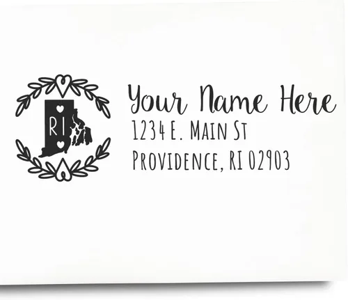 Vista 20 de State of Alabama Wreath Duo Hand Address Stamp - Personalized Rubber Stamp Montaje manual Duo