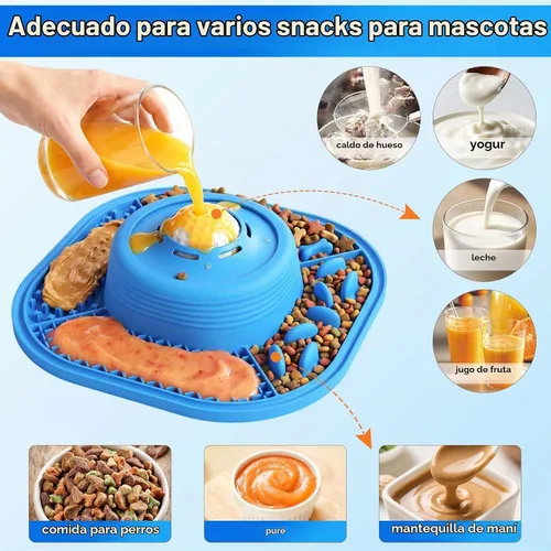 Vista 4 de VIOWEY Cuenco de alimentación lenta 3 en 1 para perros, comedero Azul