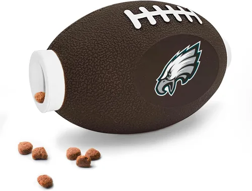 Vista 16 de NFL Buffalo Bills Juguete Dispensador de Premios de Fútbol Americano para Perros y Gatos, Juguete de Pelota de Goma para Mascotas, Juguete