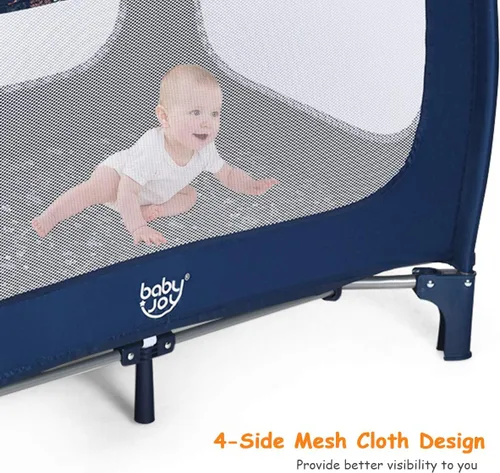 Vista 6 de HONEY JOY Pack and Play, corralito plegable con moisés, cuna de viaje ligera sin instalación desde recién nacidos hasta niños pequeños, centro