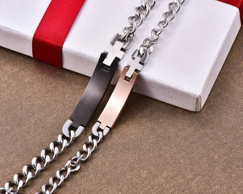 Vista 4 de NEHZUS - Pulseras tipo brazalete de acero inoxidable para parejas