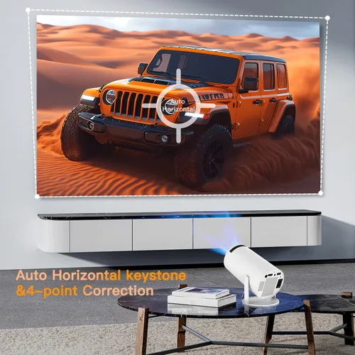 Vista 7 de Mini proyector HY300 PRO, proyector portátil con doble banda WIFI6 5G inalámbrico 5.4 Bluetooth, proyector inteligente compatible 4K 1080P