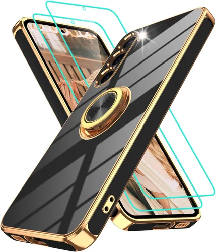 Vista 290 de Funda para Motorola Moto G 5G 2024: Funda Moto G Play 5G 2024 con 2 piezas de protectores de pantalla, soporte de anillo de rotación de 360°