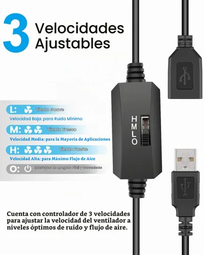 Vista 3 de GDSTIME Ventilador USB de 1.575 in con control de 3 velocidades