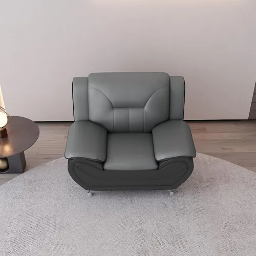 Vista 10 de Container Furniture Direct Silla y sofá de piel sintética de estilo moderno con reposabrazos extra cómodos, ideal para sala de estar, dormitorio u